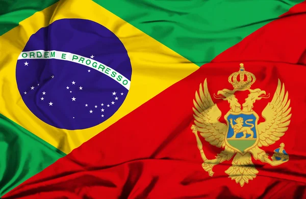 몬테네그로 브라질의 깃발을 흔들며 — 스톡 사진