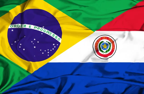 Bandeira acenando de Paraguai e Brasil — Fotografia de Stock