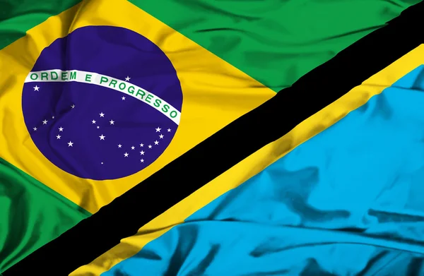 Bandera ondeante de Tanzania y Brasil —  Fotos de Stock