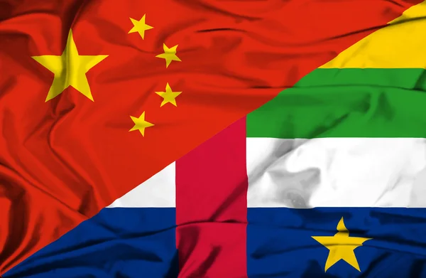 Bandera ondeante de República Centroafricana y China —  Fotos de Stock