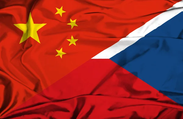 Drapeau de la République tchèque et de la Chine — Photo
