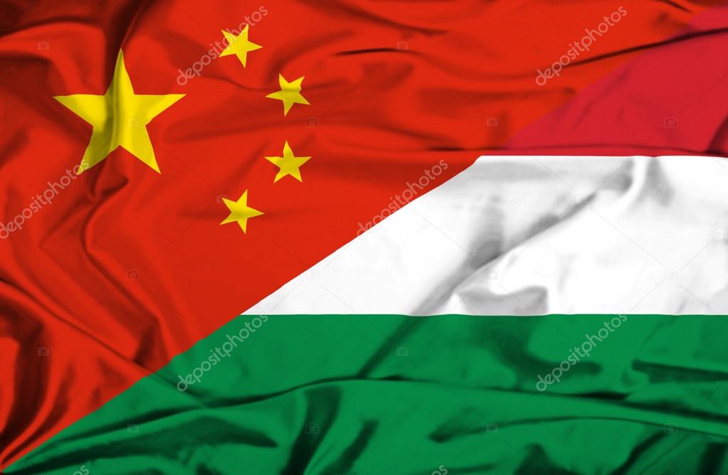 Waving flag of Hungary and China