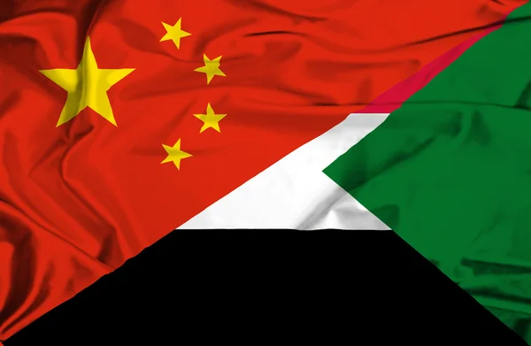 Drapeau du Soudan et de la Chine — Photo