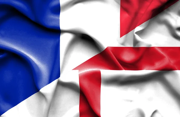 Ondeando la bandera de Inglaterra y Francia —  Fotos de Stock