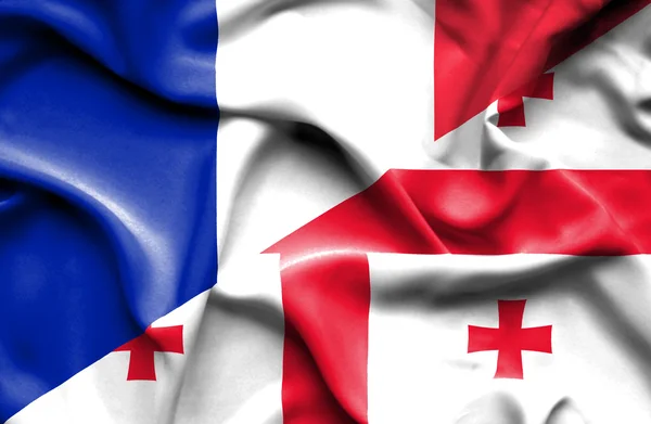 ジョージア州とフランスの旗を振ってください。 — ストック写真
