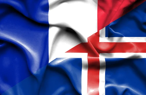 Drapeau de l'Islande et de la France — Photo