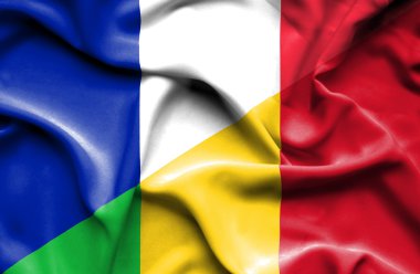 Mali ve Fransa bayrağı sallayarak