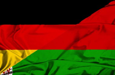 Beyaz Rusya ve Almanya bayrağı sallayarak