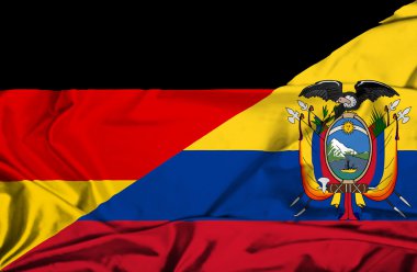 Ekvador ve Almanya bayrağı sallayarak