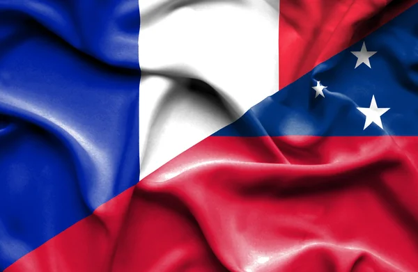 Bandera ondeante de Samoa y Francia —  Fotos de Stock