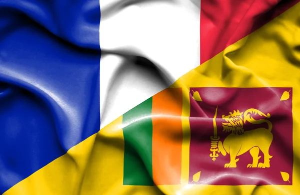 Sri Lanka och Frankrike viftande flagga — Stockfoto