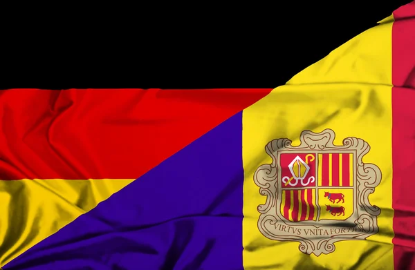 Waving flag of Andorra and Germany — Stock Photo, Image