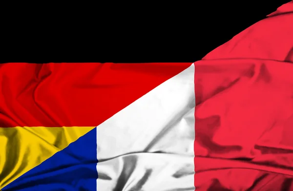 Waving flag of France and Germany — Stock Photo, Image