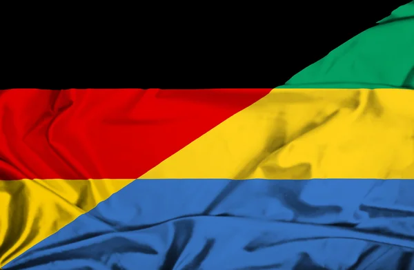 Waving flag of Gabon and Germany — Stock Photo, Image