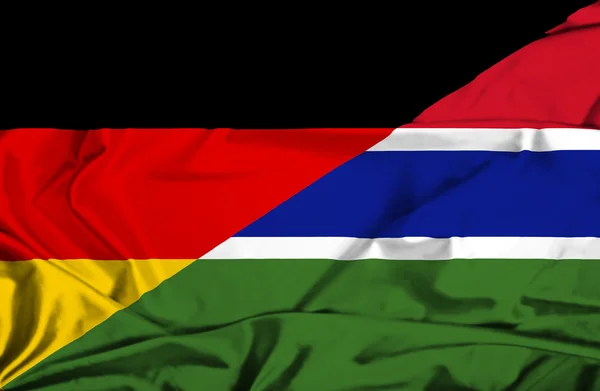 감비아와 독일의 국기를 흔들며 — 스톡 사진