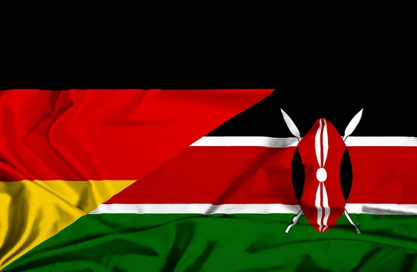 Waving flag of Kenya and Germany — Stock Photo, Image