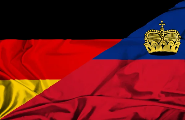 Bandera ondeante de Lichtenstein y Alemania —  Fotos de Stock