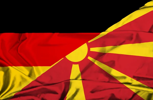 Waving flag of Macedonia and Germany — Stock Photo, Image