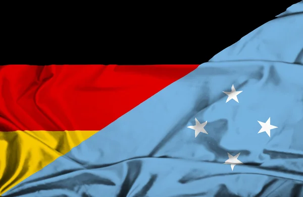 Bandera ondeante de Micronesia y Alemania —  Fotos de Stock