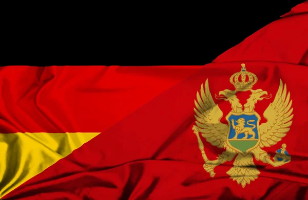 Bandera ondeante de Montenegro y Alemania — Foto de Stock