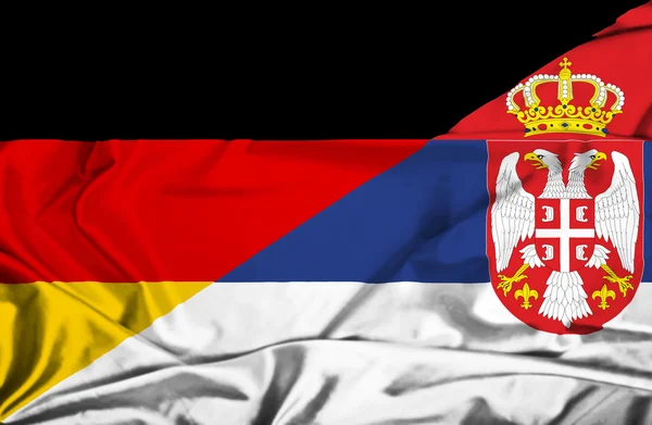 Bandera ondeante de Serbia y Alemania —  Fotos de Stock