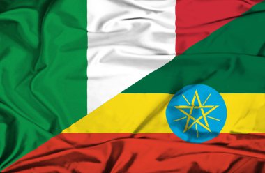 Etiyopya ve İtalya bayrağı sallayarak
