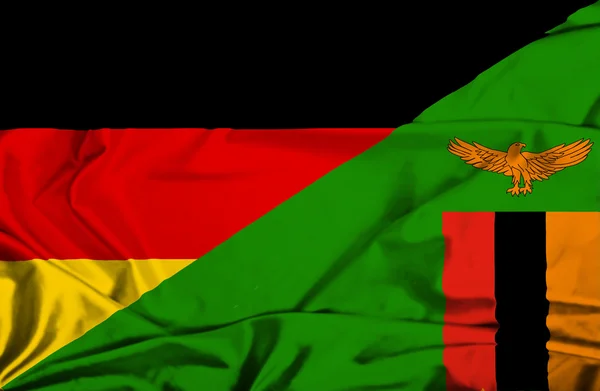 Fahne von Simbabwe und Deutschland schwenken — Stockfoto