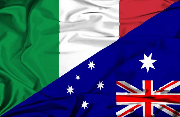 Flagge von Australien und Italien schwenken — Stockfoto