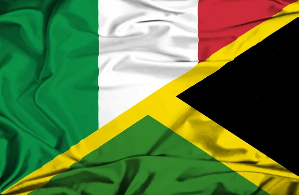 Bandera ondeante de Jamaica e Italia — Foto de Stock