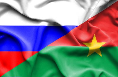 burkina faso ve Rusya bayrağı sallayarak