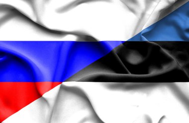 Estonya ve Rusya bayrağı sallayarak