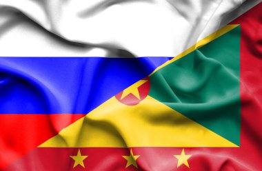 guernsey ve Rusya bayrağı sallayarak