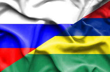 mauritius ve Rusya bayrağı sallayarak