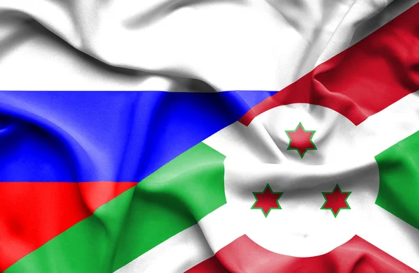 Waving flag of Burundi and Russia — Stock Photo, Image