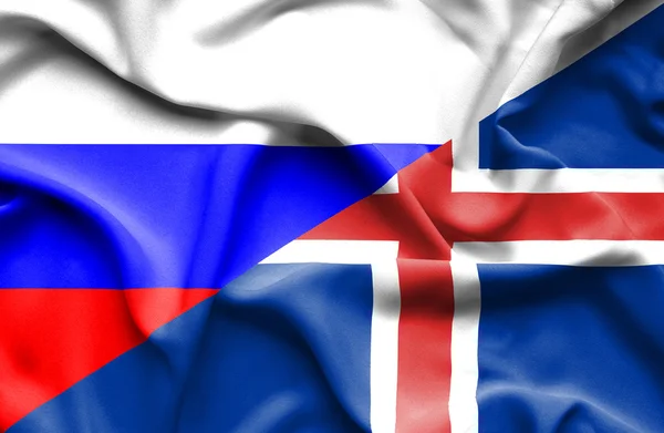 Bandera ondeante de Islandia y Rusia — Foto de Stock