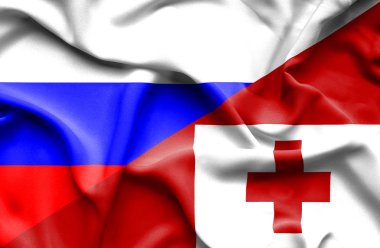 tonga ve Rusya bayrağı sallayarak