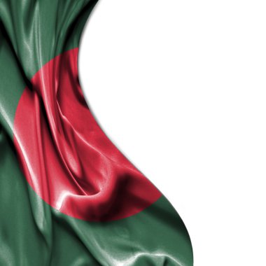 Beyaz arka plan üzerinde izole saten bayrak sallayarak Bangladeş