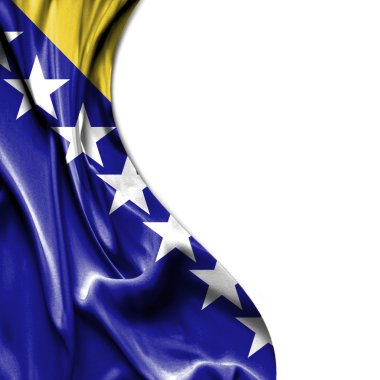 Bosna-Hersek üzerinde beyaz backg izole saten bayrak sallayarak