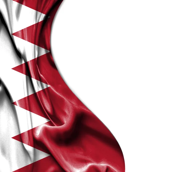 Bahrain schwenkt Satinfahne isoliert auf weißem Hintergrund — Stockfoto