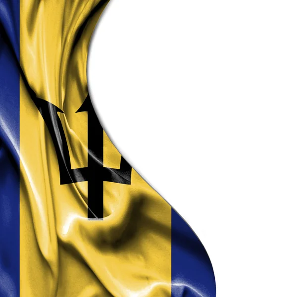 Barbados waving satin flag isolated on white background — Stock Photo, Image