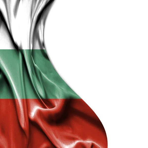 Bulgaria waving satin flag isolated on white background — Stock Photo, Image