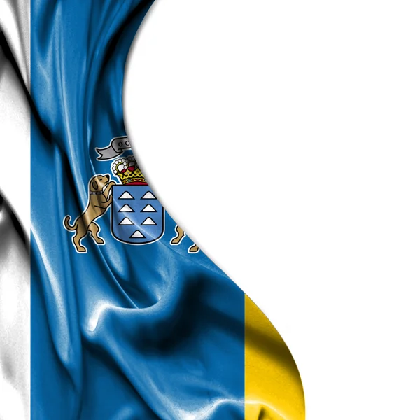 Canary Island waving satin flag isolated on white background — Stock Photo, Image