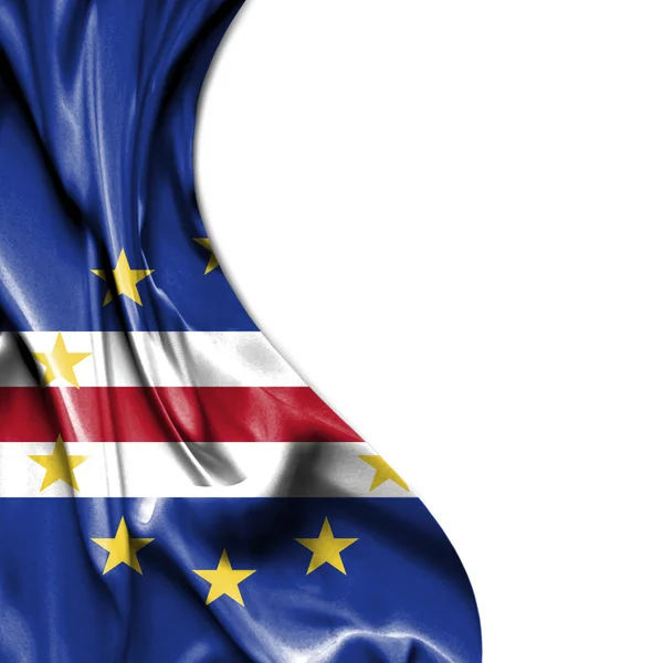 Cabo Verde acenando bandeira de cetim isolado no fundo branco — Fotografia de Stock