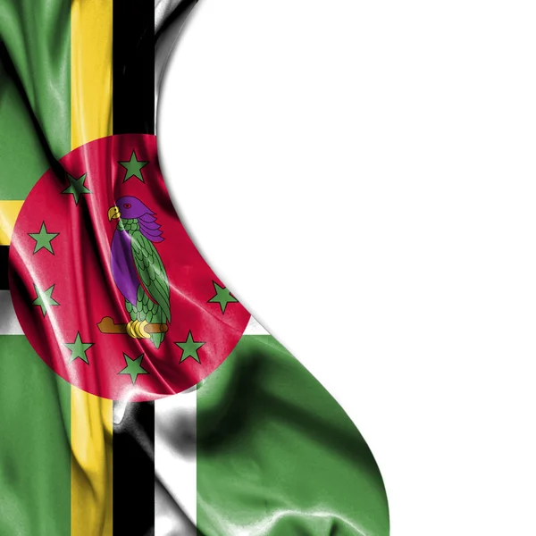 Dominica acenando bandeira de cetim isolado no fundo branco — Fotografia de Stock