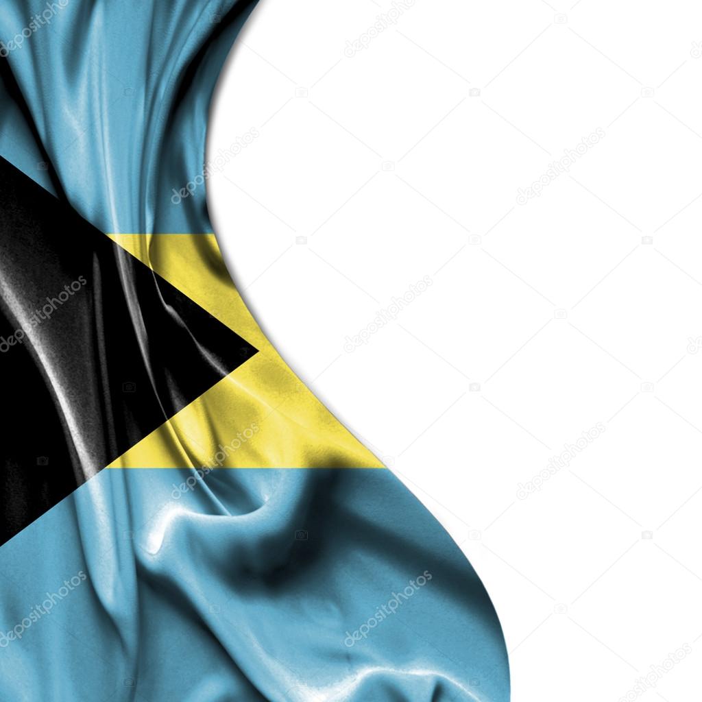 Bahamas waving satin flag isolated on white background