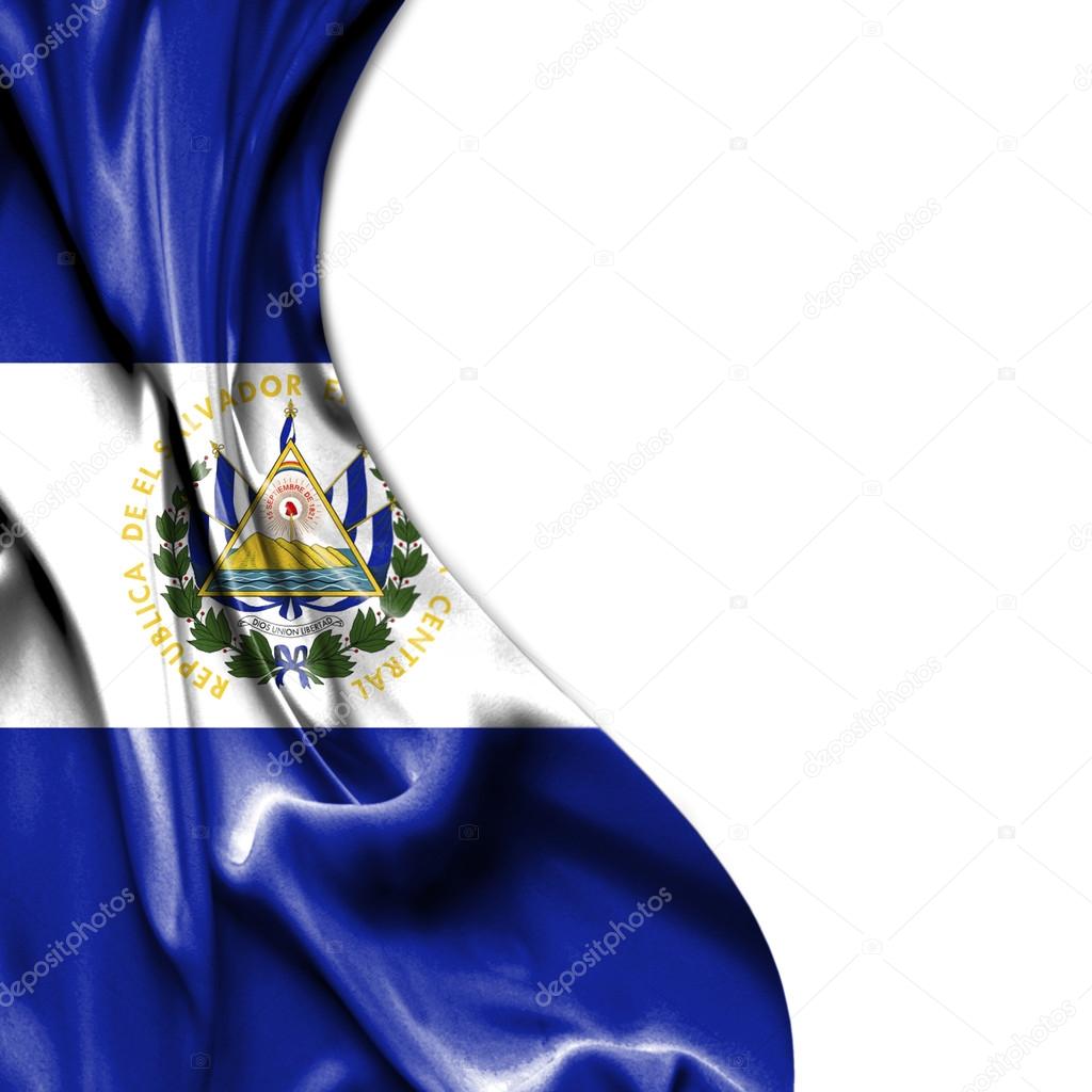 El Salvador waving satin flag isolated on white background