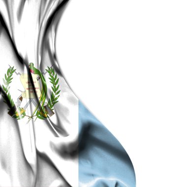 Beyaz arka plan üzerinde izole saten bayrak sallayarak Guatemala