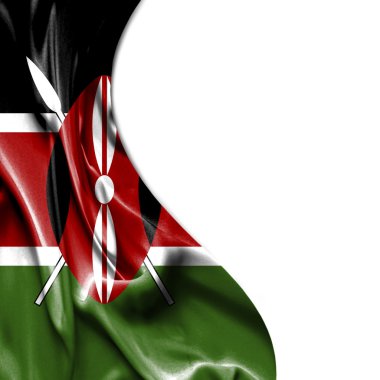 Beyaz arka plan üzerinde izole saten bayrak sallayarak Kenya