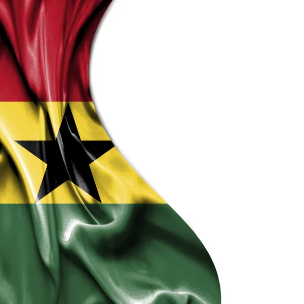 Ghana waving satin flag isolated on white background — Stock Photo, Image