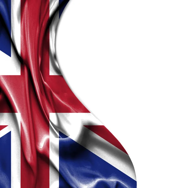 Great Britain viftar satin flagga isolerad på vit bakgrund — Stockfoto